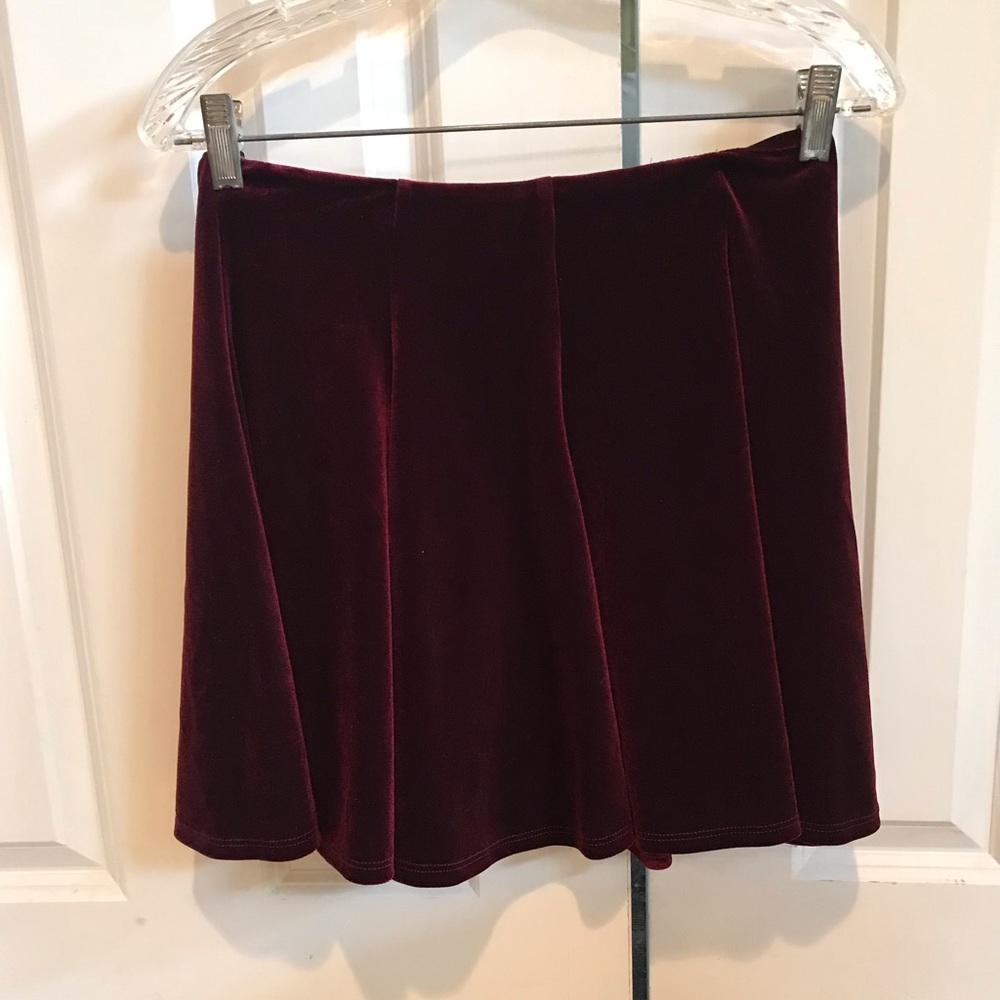 Velvet flare mini skirt